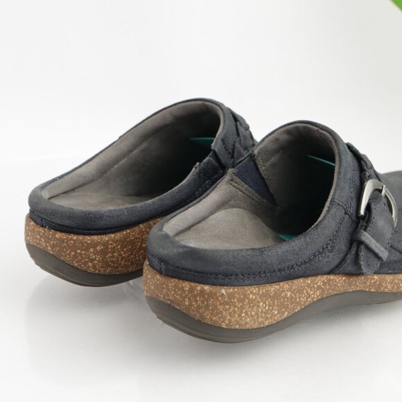 Aetrex Womens Libby Mule Size 7 Navy Suede Plantar Fasciitis Slip On Shoes Cork - Picture 3 of 11